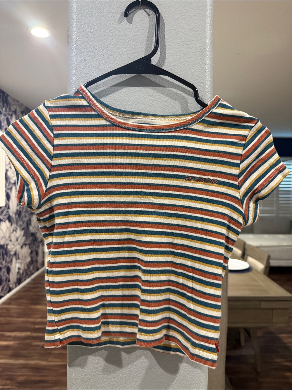 Dickies Striped Short-Sleeve Tee in Cream, Green, Orange, Blue